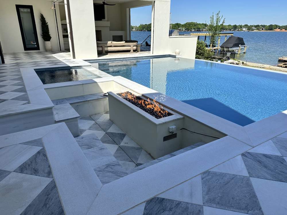 Poolside Linear Firepit