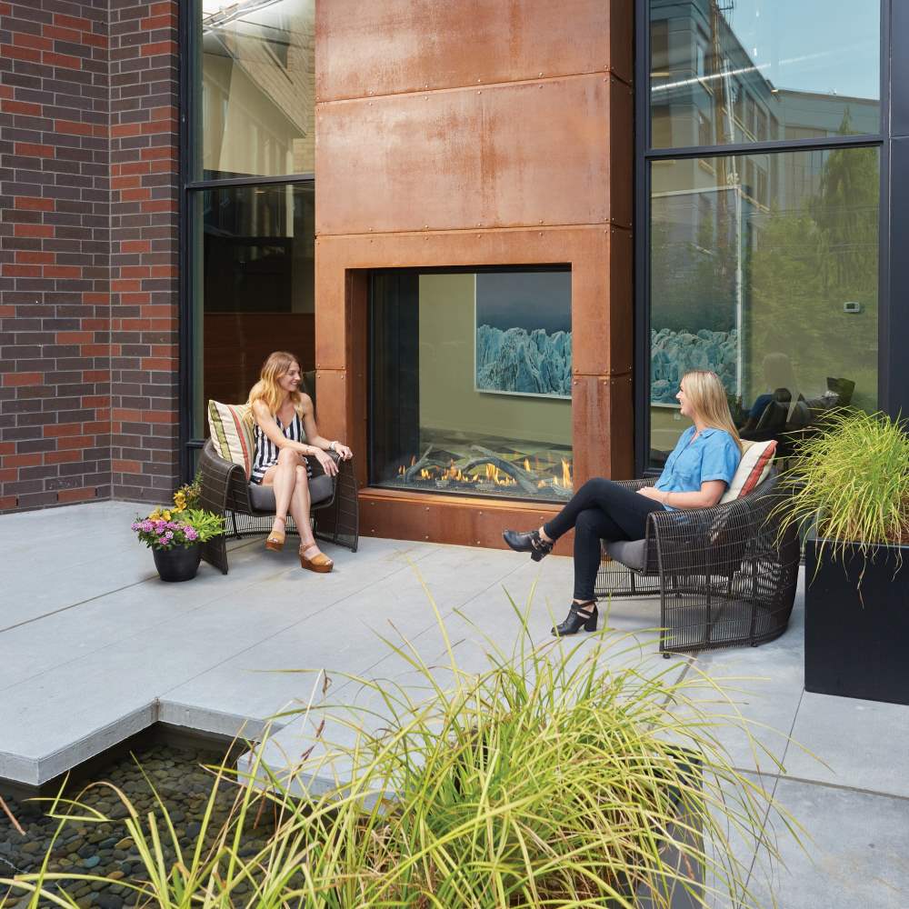 Large Linear See-Thru Fireplace