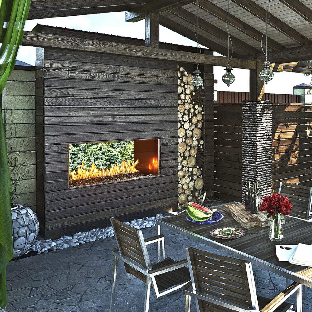 Linear Outdoor See-Thru Fireplace